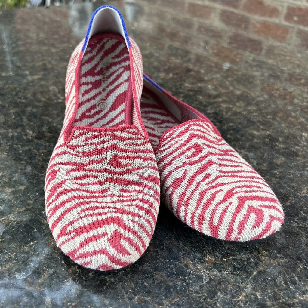 Rothys The Loafer Red Zebra Round Toe Slip On Flat Shoes Women's Size 4 Us